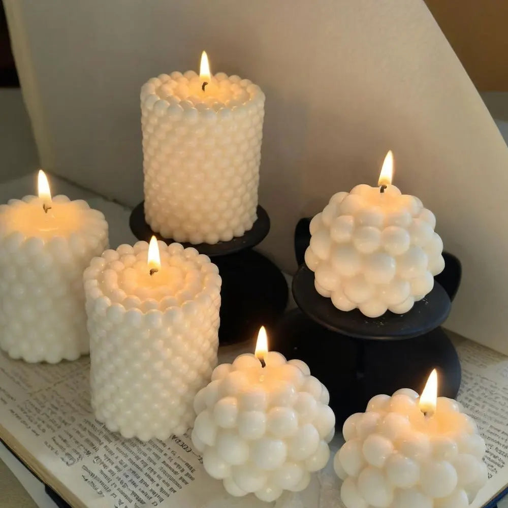 2pcs Handmade Bubble Soy Wax Candles Silicone Mold Pillar Ball Resin Gypsum Scented Candle Making Kit Home Decor DIY Craft Gifts