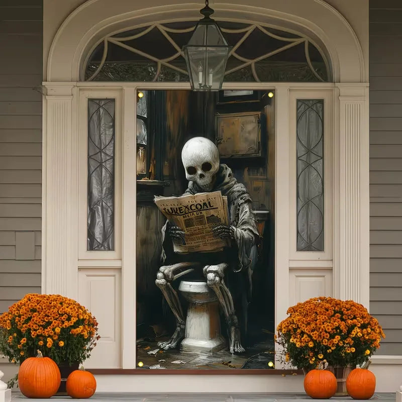 180x90cm Halloween Door Banner Polyester Ghost Hospital Scary Head Scene Decoration Halloween Party Supplies Photography