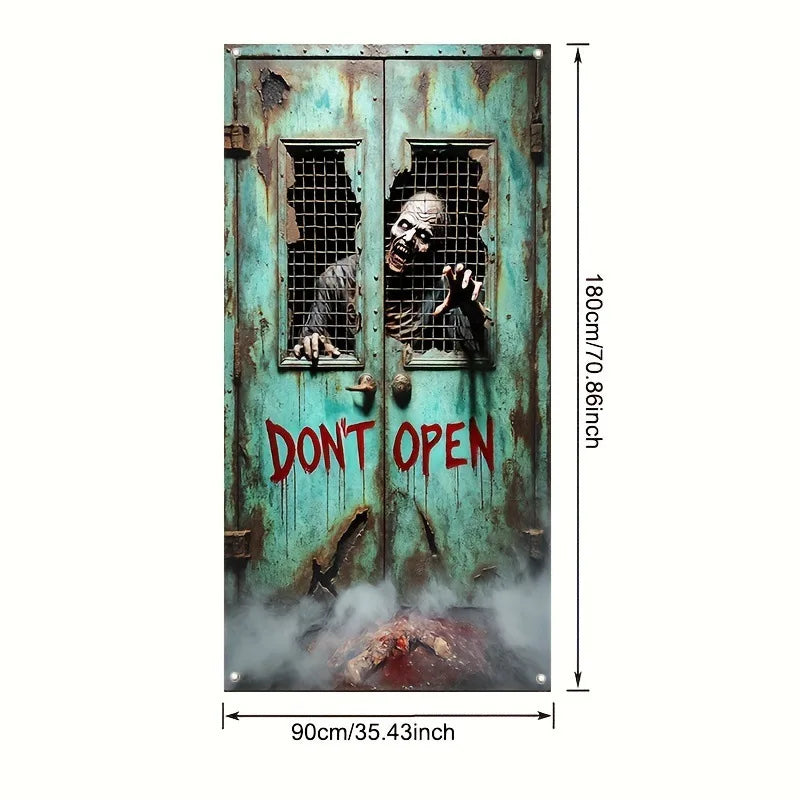 180x90cm Halloween Door Banner Polyester Ghost Hospital Scary Head Scene Decoration Halloween Party Supplies Photography