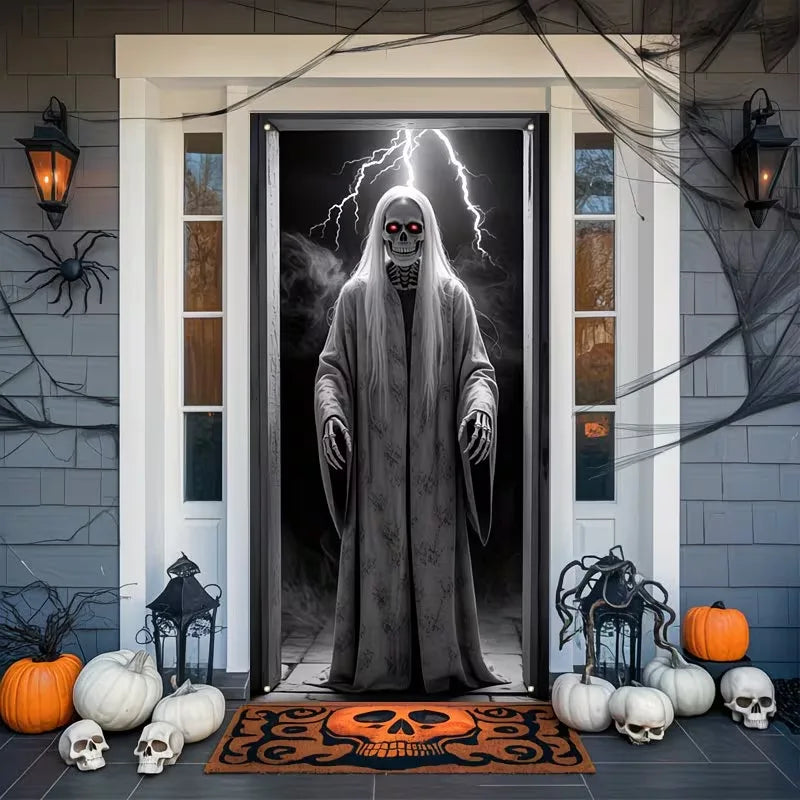 180x90cm Halloween Door Banner Polyester Ghost Hospital Scary Head Scene Decoration Halloween Party Supplies Photography