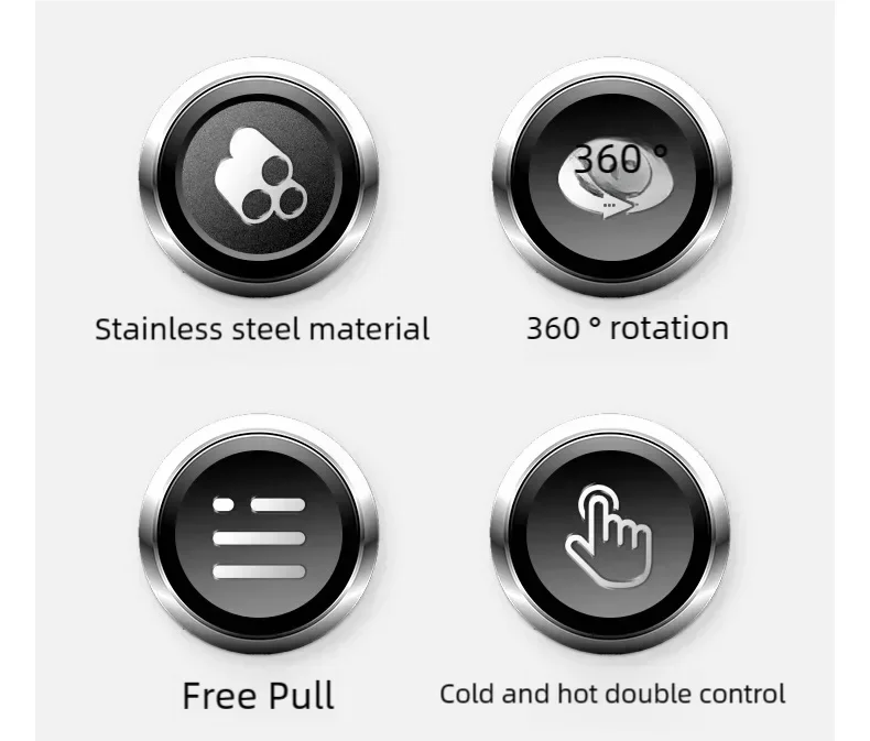 Kitchen Faucets 304 Stainless Steel Pull Out Kitchen Sink Water Tap Deck Mounted Mixer Stream Sprayer Head Hot Cold Taps