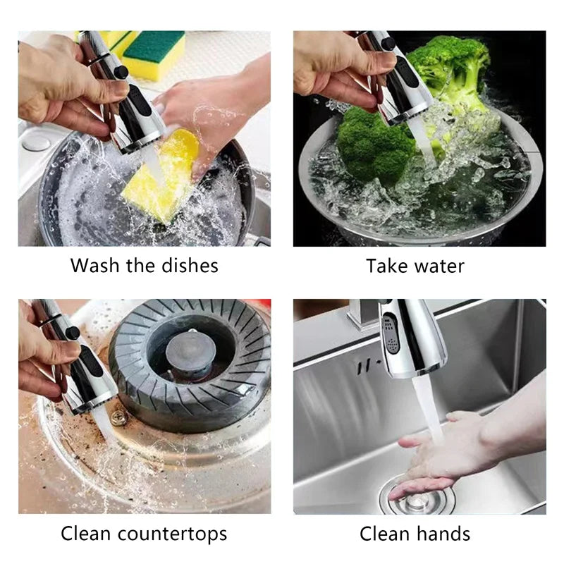 Kitchen Faucets 304 Stainless Steel Pull Out Kitchen Sink Water Tap Deck Mounted Mixer Stream Sprayer Head Hot Cold Taps