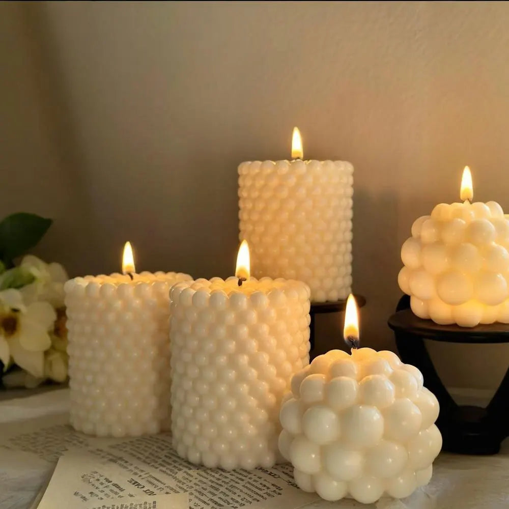 2pcs Handmade Bubble Soy Wax Candles Silicone Mold Pillar Ball Resin Gypsum Scented Candle Making Kit Home Decor DIY Craft Gifts