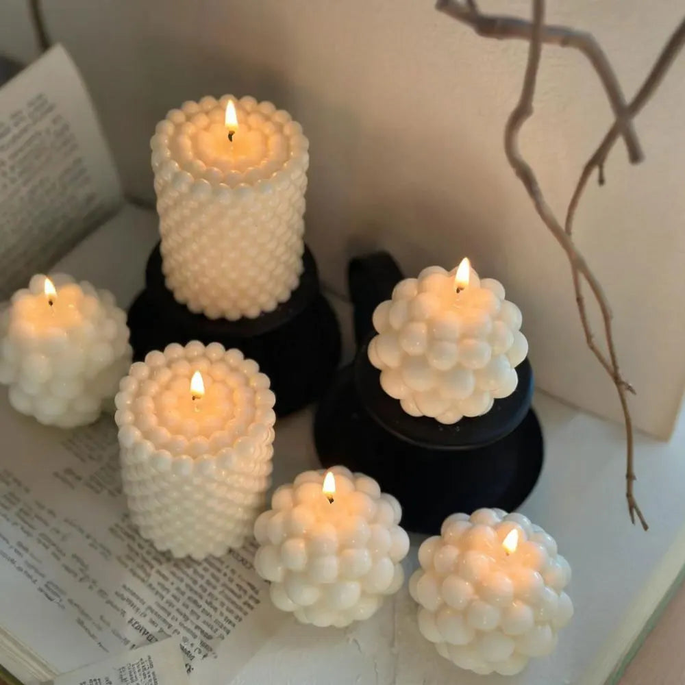 2pcs Handmade Bubble Soy Wax Candles Silicone Mold Pillar Ball Resin Gypsum Scented Candle Making Kit Home Decor DIY Craft Gifts
