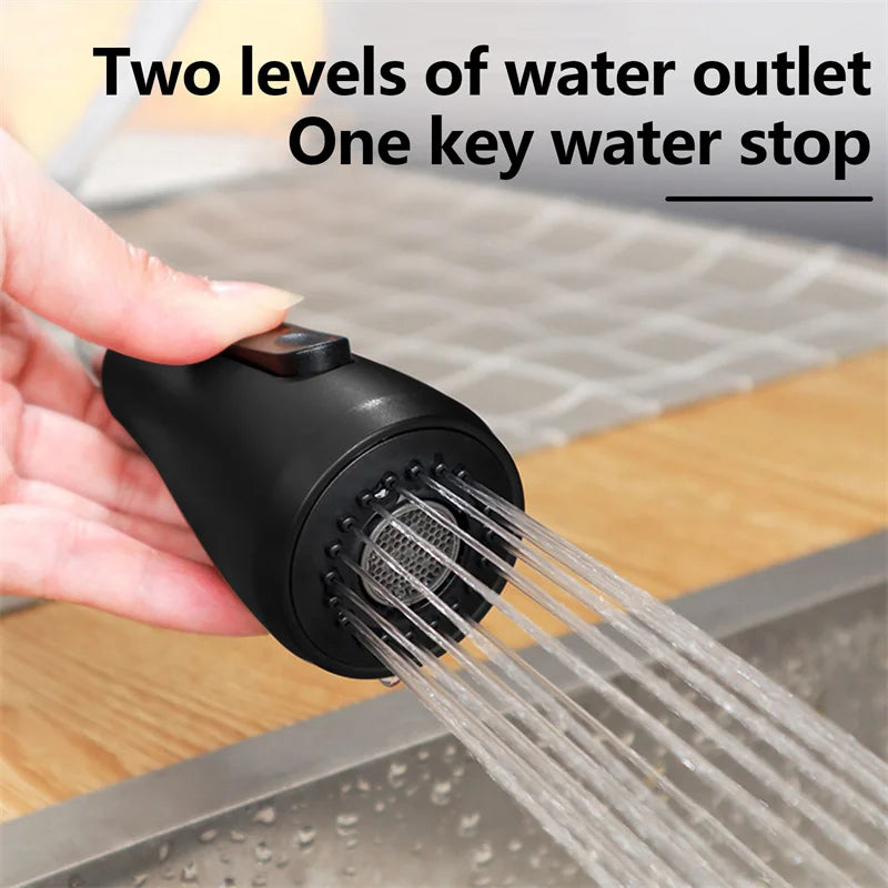 Kitchen Faucets 304 Stainless Steel Pull Out Kitchen Sink Water Tap Deck Mounted Mixer Stream Sprayer Head Hot Cold Taps