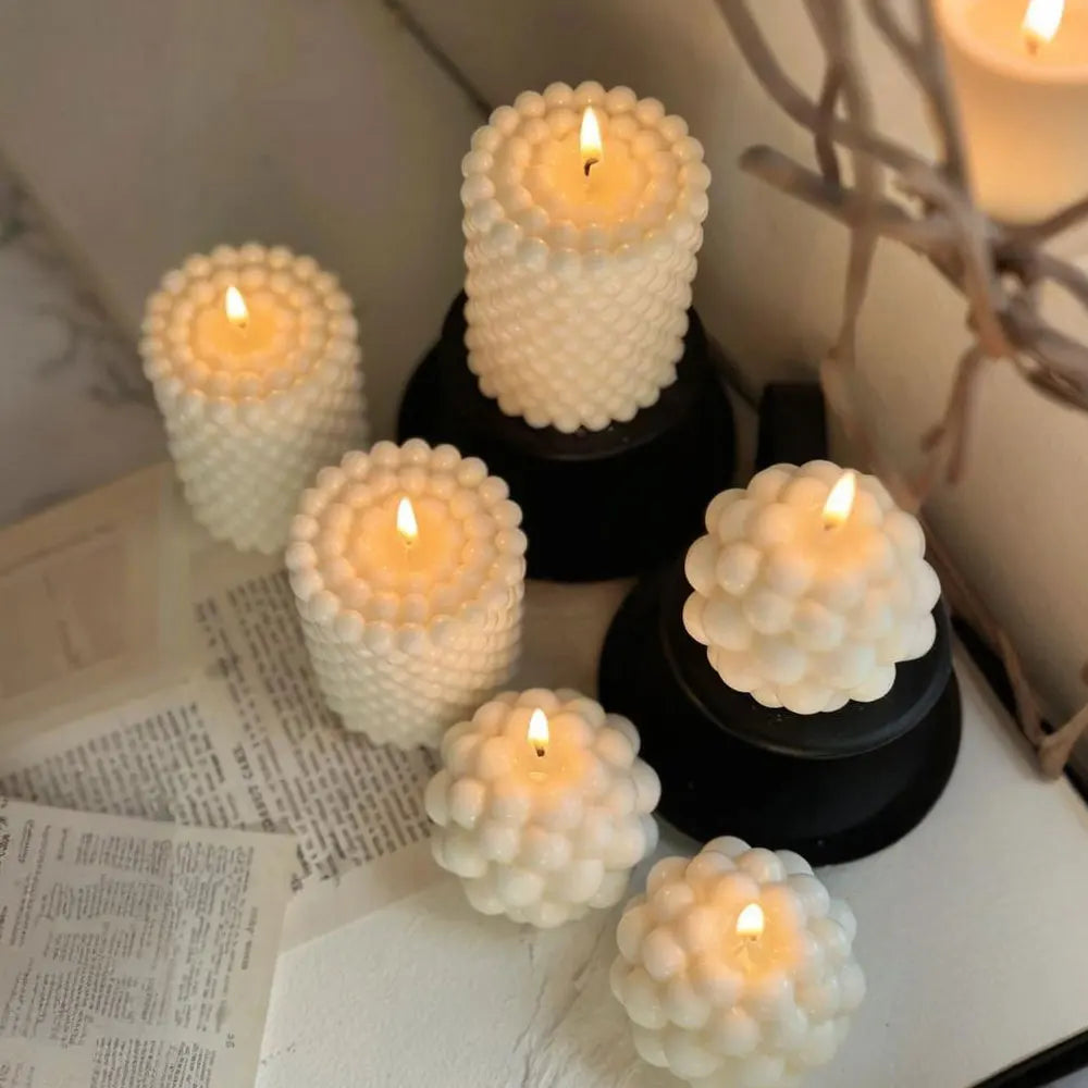 2pcs Handmade Bubble Soy Wax Candles Silicone Mold Pillar Ball Resin Gypsum Scented Candle Making Kit Home Decor DIY Craft Gifts