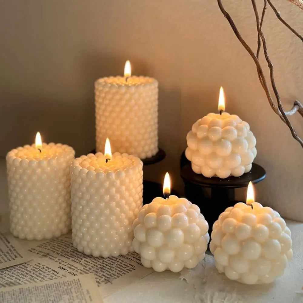 2pcs Handmade Bubble Soy Wax Candles Silicone Mold Pillar Ball Resin Gypsum Scented Candle Making Kit Home Decor DIY Craft Gifts