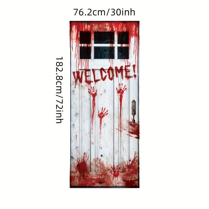 180x90cm Halloween Door Banner Polyester Ghost Hospital Scary Head Scene Decoration Halloween Party Supplies Photography
