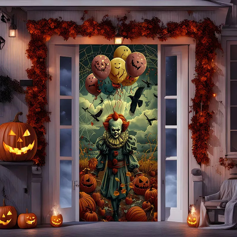 180x90cm Halloween Door Banner Polyester Ghost Hospital Scary Head Scene Decoration Halloween Party Supplies Photography