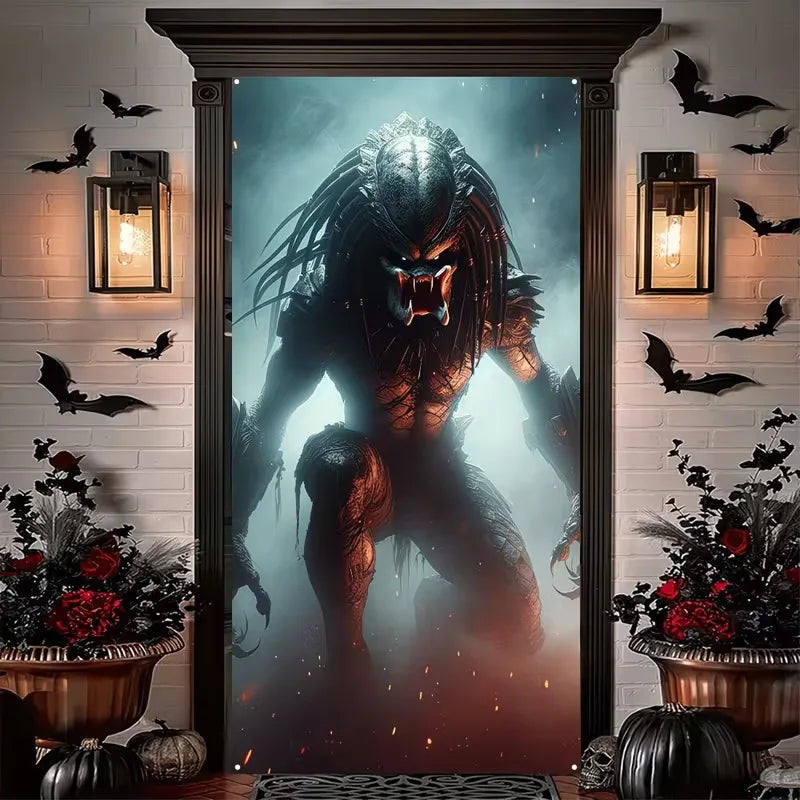 180x90cm Halloween Door Banner Polyester Ghost Hospital Scary Head Scene Decoration Halloween Party Supplies Photography