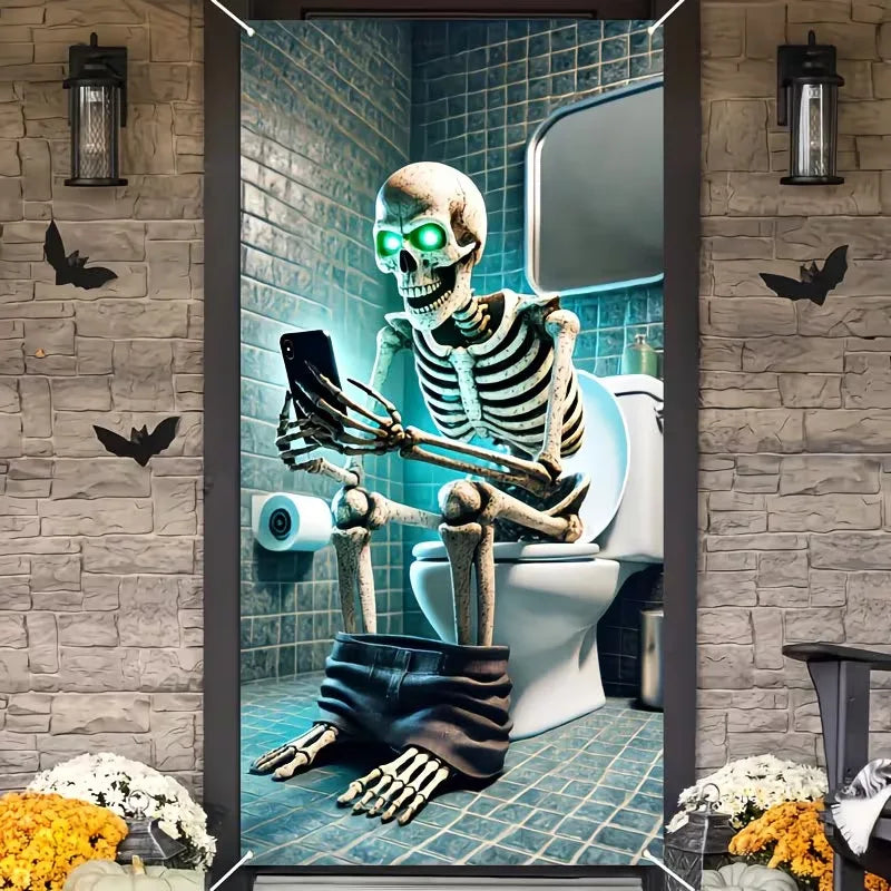180x90cm Halloween Door Banner Polyester Ghost Hospital Scary Head Scene Decoration Halloween Party Supplies Photography