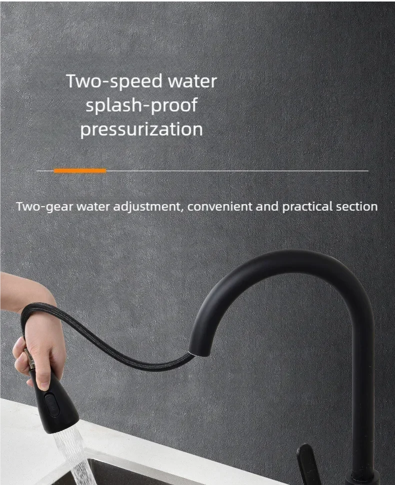 Kitchen Faucets 304 Stainless Steel Pull Out Kitchen Sink Water Tap Deck Mounted Mixer Stream Sprayer Head Hot Cold Taps